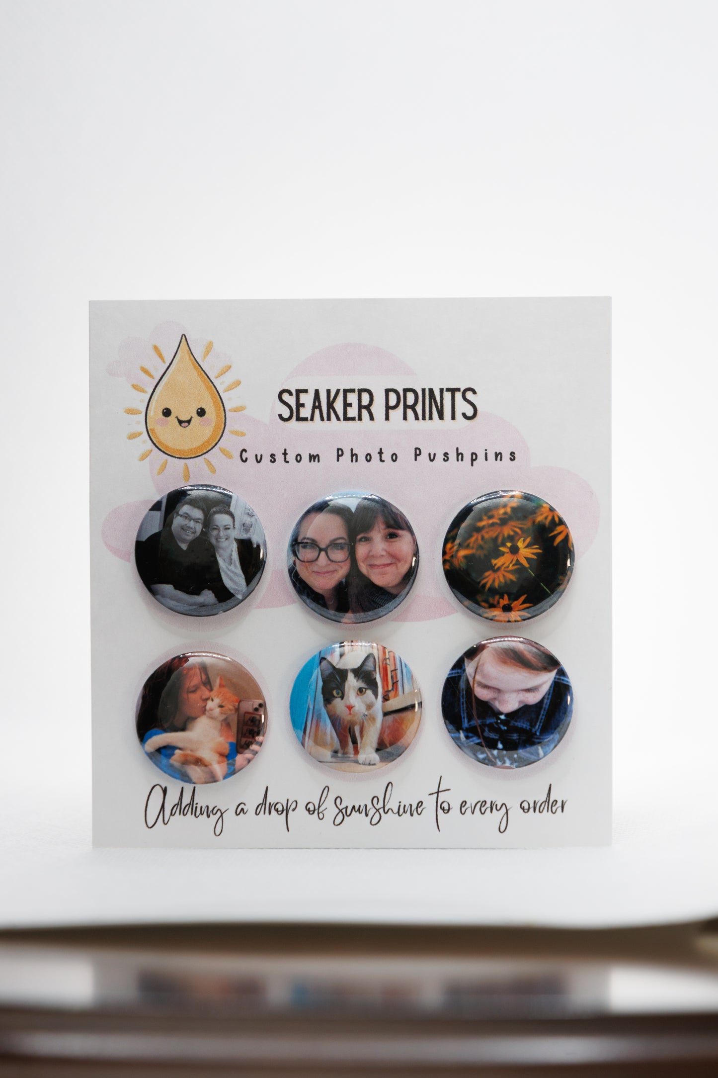 Custom 1 Inch Round Photo Push Pins (Set of 6)
