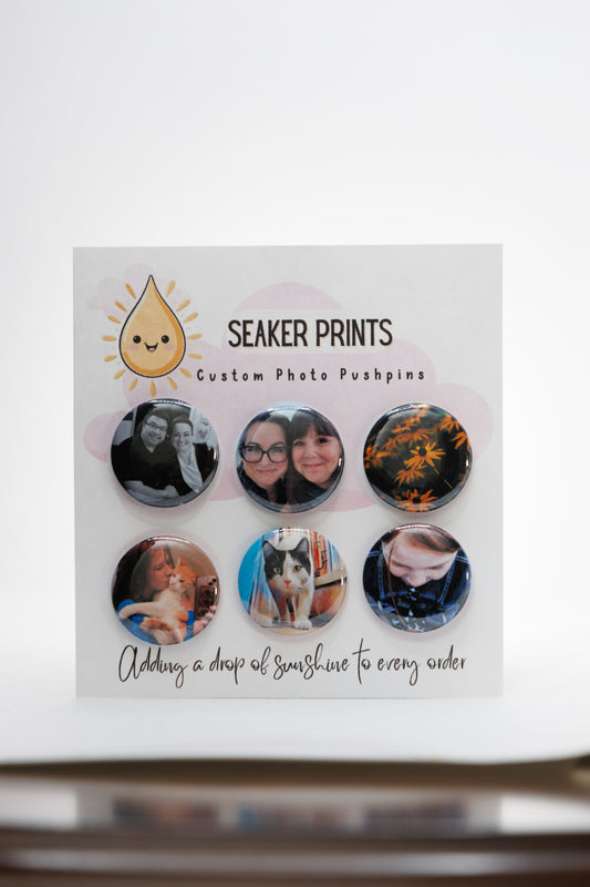 Custom 1 Inch Round Photo Push Pins (Set of 6)